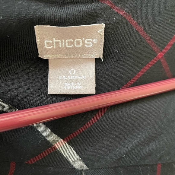 Chicos Black Plaid/Window Pane Shirt with red and white plaid/stripe- size S - Picture 4 of 7